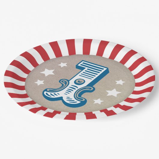 Big One Circus Carnaval Verjaardagsfeest Papieren Bordje (Gekanteld)