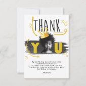 BIG ONE Eerste Verjaardag Foto Zwart Wit Geel Bedankkaart (Voorkant)