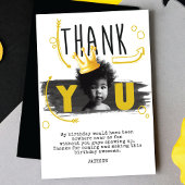 BIG ONE Eerste Verjaardag Foto Zwart Wit Geel Bedankkaart