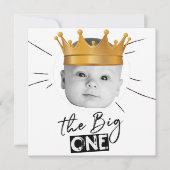 Big One Eerste Verjaardag Foto Zwart Wit Kaart (Voorkant)