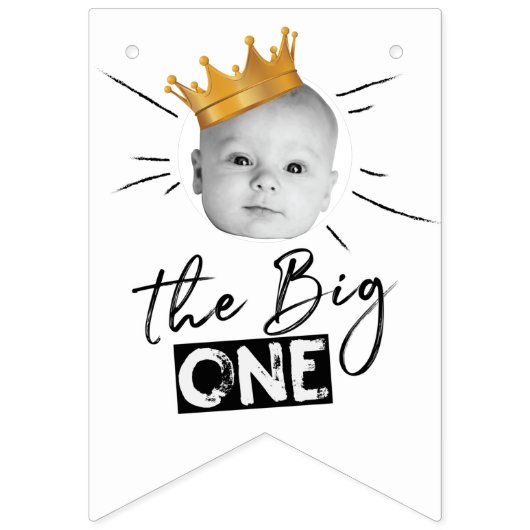 Big One Eerste Verjaardag Schattigee Foto Vlaggetjes (Eerste vlag)