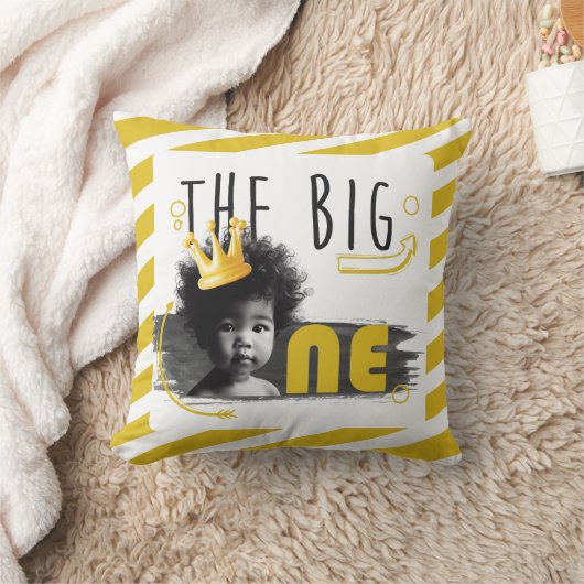 BIG ONE Foto Gepersonaliseerd Zwart Wit Geel Kussen (Deken)