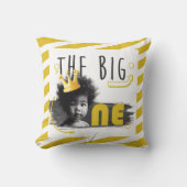 BIG ONE Foto Gepersonaliseerd Zwart Wit Geel Kussen (Voorkant)