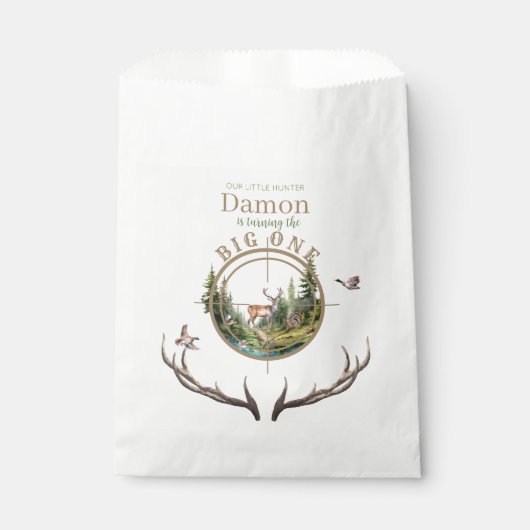 Big One Hunting First Birthday Bedankzakje (Voorkant)