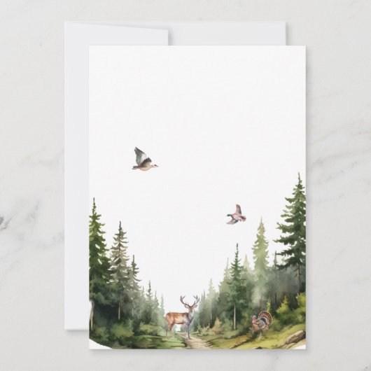 Big One Hunting First Birthday Fotouitnodiging Kaart (Achterkant)