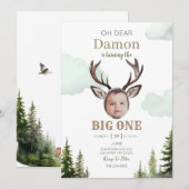 Big One Hunting First Birthday Fotouitnodiging Kaart (Voorkant / Achterkant)