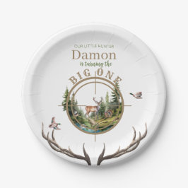 Big One Hunting First Birthday Papieren Bordje