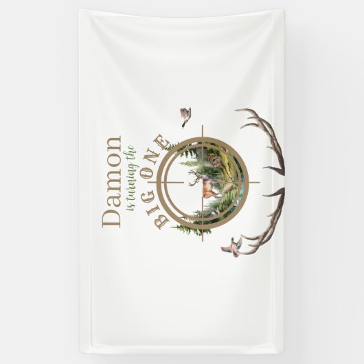 Big One Hunting First Birthday Spandoek (Verticaal)