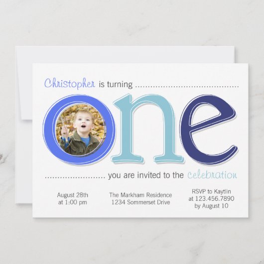 Big One met Photo Cutout Birthday Card - blauw Kaart (Voorkant)