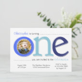 Big One met Photo Cutout Birthday Card - blauw Kaart (Staand voorkant)