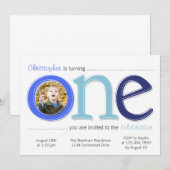 Big One met Photo Cutout Birthday Card - blauw Kaart (Voorkant / Achterkant)