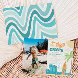 Big One Photo Invitation | Beach Birthday Kaart