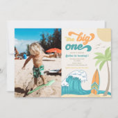Big One Photo Invitation | Beach Birthday Kaart (Voorkant)
