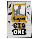 Big ONE Retro 90's Hip Hop 1e Verjaardag Foto Medium Cadeauzakje (Achterkant)