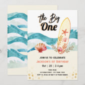 Big One Surfen 1e Verjaardag sinaasappel Kaart (Voorkant / Achterkant)