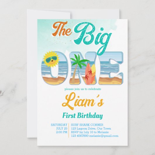Big One surfen strand zomer verjaardag Kaart (Voorkant)