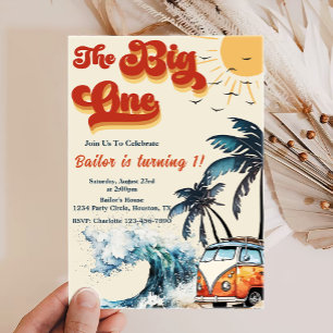 Big One Surfing Invitation   Big Wave Kaart