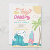 Big One Surfing Invitation | Girl Surfing Invitati Kaart (Voorkant)