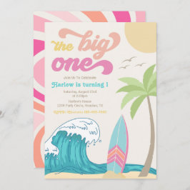 Big One Surfing Invitation | Girl Surfing Invitati Kaart