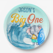 Big One surfstrand 1e verjaardagsfeestje olifant Papieren Bordje (Voorkant)