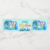 Big One surfstrand 1e verjaardagsfeestje olifant Waterfles Etiket (Enkel label)