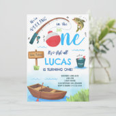 Big One Vist 1e Verjaardagsuitnodiging Kaart (Staand voorkant)