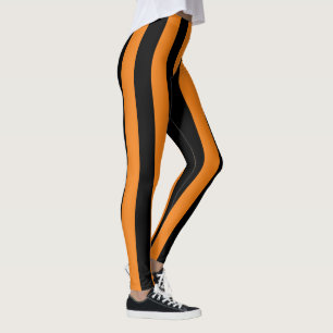 Big Oranje Black Stripes Halloween Leggings