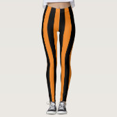 Big Oranje Black Stripes Halloween Leggings (Voorkant)