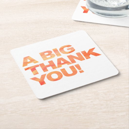 Big Oranje Dank je Kartonnen Onderzetters (Schuin)