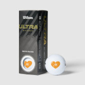 Big Oranje Heart Monogram Sjabloon Golfballen (Verpakking)