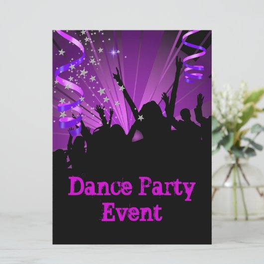 Big Paars Dance Party Event Crowd Rave Kaart (Staand voorkant)