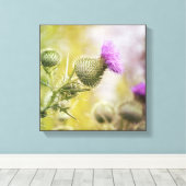 Big Paars Scottish Thistle Wild Flower Foto Canvas Afdruk (Insitu (Houten vloer))