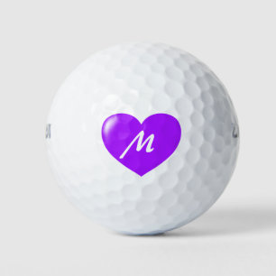 Big Paarse Heart Monogram Sjabloon Golfballen