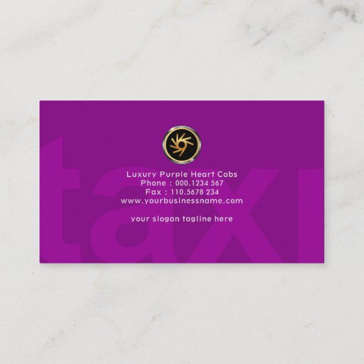 Big Paarse Taxi letters Simple Elegant Taxi Driver Visitekaartje (Achterkant)