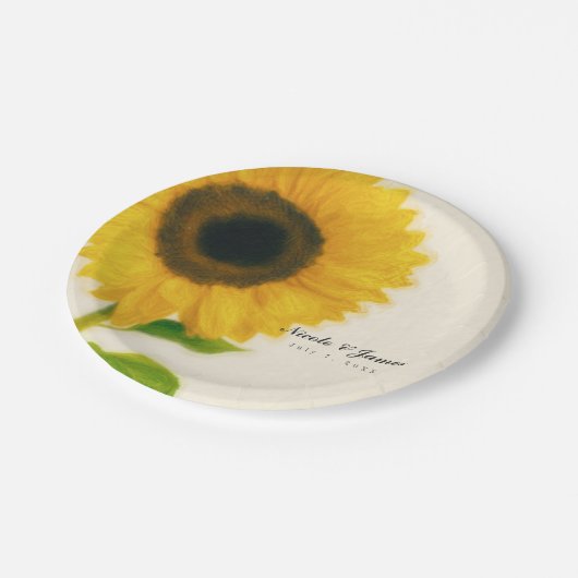 Big Painted Zonnebloem Rustieke Country Party Papieren Bordje (Gekanteld)