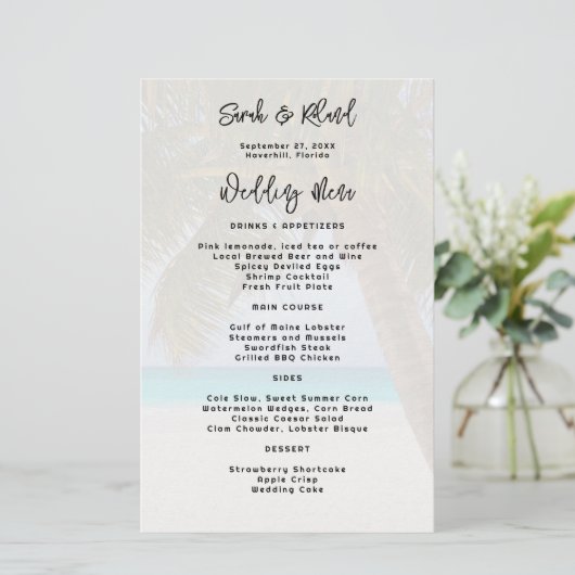 Big Palm Tree Beach Weduwmenu (Staand voorkant)