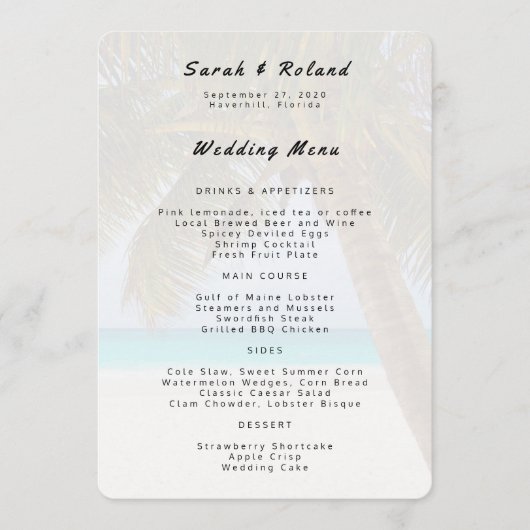 Big Palm Tree Specialty Paper Menu Sjabloon (Voorkant)