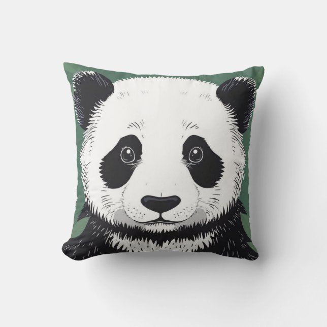Big Panda Gezicht Esthetisch Kussen (Voorkant)