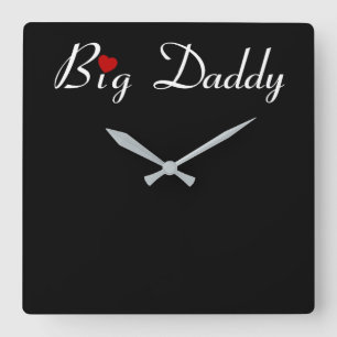 Big papa met Red Heart Vierkante Klok