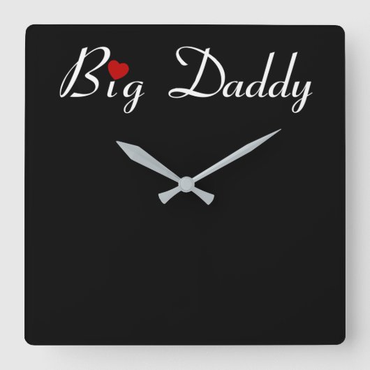 Big papa met Red Heart Vierkante Klok (Voorkant)