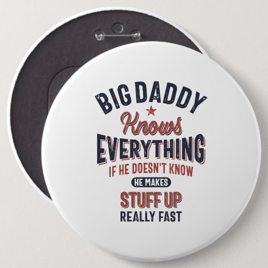 Big Papa weet alles | vader opa Ronde Button 6,0 Cm (Voorkant /achterkant)