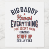 Big Papa weet alles | vader opa Wijn Etiket (Enkel label)