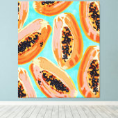 Big Papaya Waterverf schilderen, tropische vruchte Canvas Afdruk (Insitu (Houten vloer))