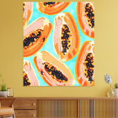 Big Papaya Waterverf schilderen, tropische vruchte Canvas Afdruk (Insitu (Woonkamer))