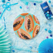 Big Papaya Waterverf schilderen, tropische vruchte Papieren Bordje (Feest)