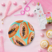 Big Papaya Waterverf schilderen, tropische vruchte Papieren Bordje (Feest)