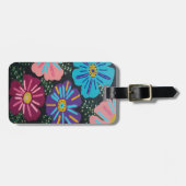 Big Pastel Flowers op Black Bagagelabel (Voorkant horizontaal)