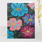 Big Pastel Flowers op Black Kaart (Gele Bloem)