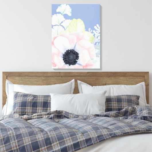 Big Pastel Pink Flower Canvas afdrukken (Insitu (Slaapkamer))