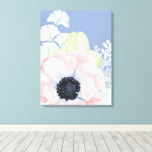 Big Pastel Pink Flower Canvas afdrukken (Insitu (Houten vloer))